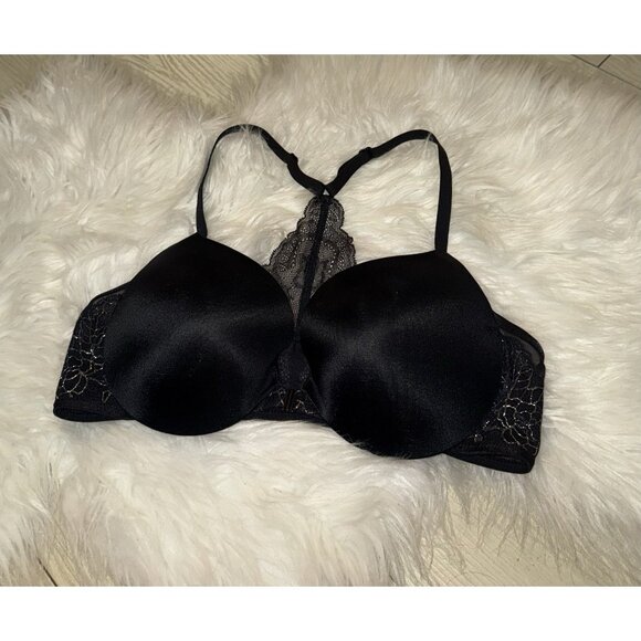 Maidenform Love The Lift Push Up T-Back Front Close Bra Womens 34C Black DM9901 - Picture 1 of 6